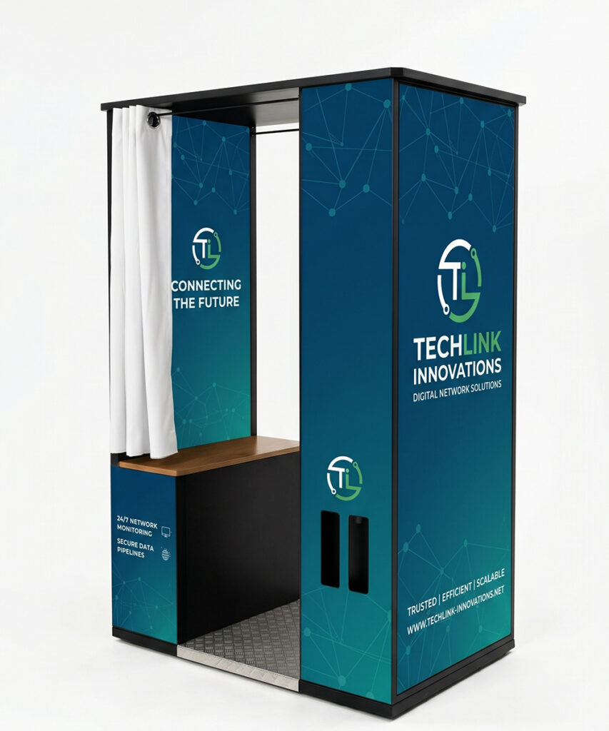 enclosed-booth-01 enclosed photo booth with full wrap branding